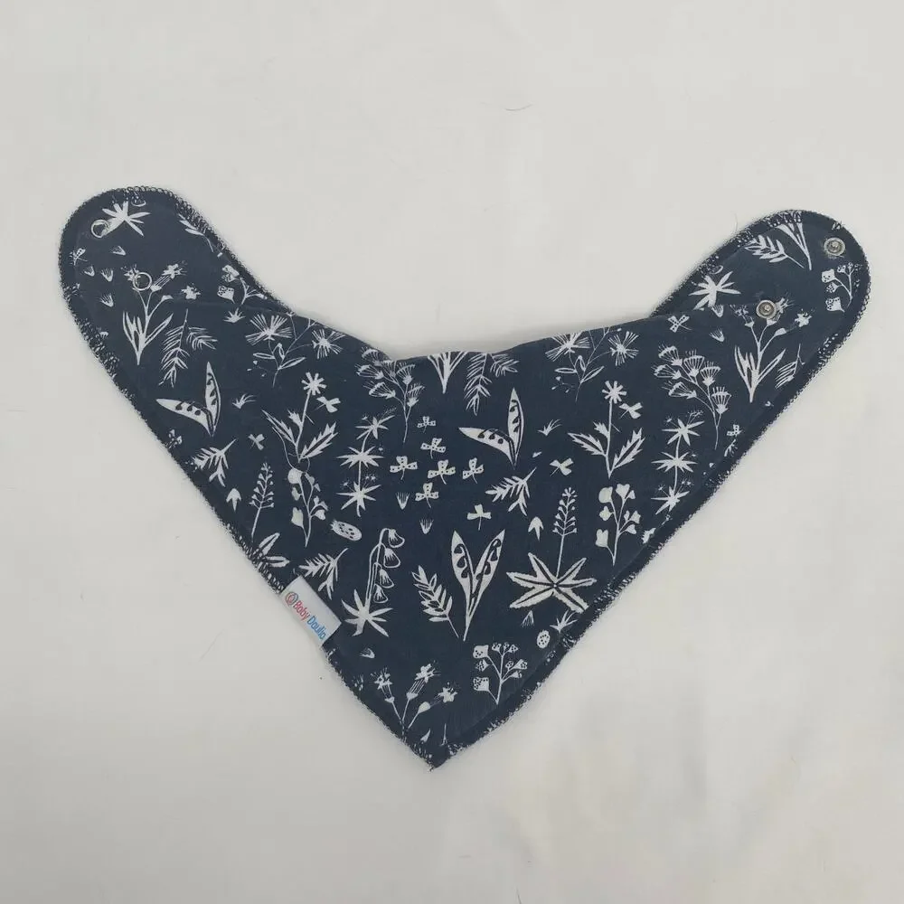 Baby Daulia Organic Cotton Bandana Bib Snap Closure Navy Blue White